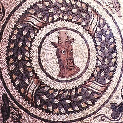 Antilops hoved, romersk mosaik, tidligt 4. århundrede (mosaik) af Roman Roman