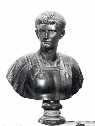 Buste af kejser Caligula (ca. 12-41) (bronze) (s/h foto) af Roman Roman