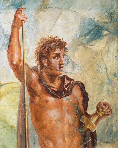 Detalje af en freskomaleri, der forestiller Alexander, fra Alexanders (Ares) og Stateiras (Aphrodites) ægteskab, Regio 6 Insula Occidentalis 39, Pompeji (UNESCOs verdensarvsliste af Roman Roman