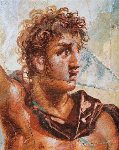 Detalje af en freskomaleri, der forestiller Alexander, fra Alexanders (Ares) og Stateiras (Aphrodites) ægteskab, Regio 6 Insula Occidentalis 39, Pompeji (UNESCOs verdensarvsliste af Roman Roman