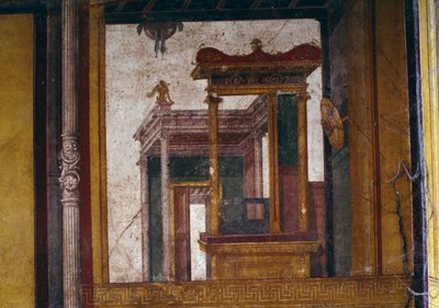 Fantastiske arkitekturer, fresko fra oecus i Vettii-huset, Pompeji (UNESCOs verdensarvsliste af Roman Roman