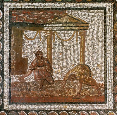Bønder, der sår bønner (mosaik) af Roman Roman