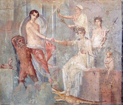 Kalkmaleri, der viser Ios ankomst til Egypten, Pompeji, Campania, romersk civilisation af Roman Roman