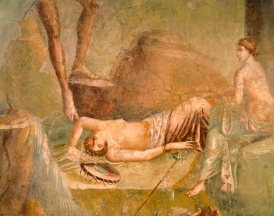 Fresko af Maenad sovende, fra House of Citharist, Pompeji, Campania, romersk civilisation af Roman Roman
