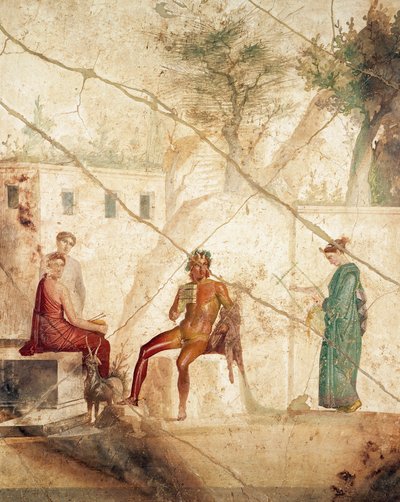 Fresko, joka kuvaa Pania nymfien keskellä, Pompejista, Italiasta (fresko) af Roman Roman