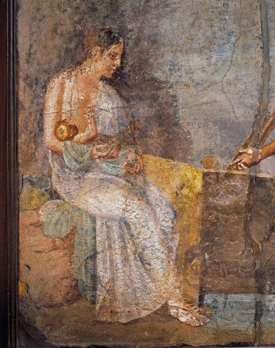Fresko af en mor, der ammer sin baby, fra Pompei, Italien af Roman Roman