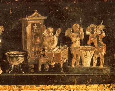 Fresko fra House of Vettii, Pompeji, Campania, romersk civilisation af Roman Roman