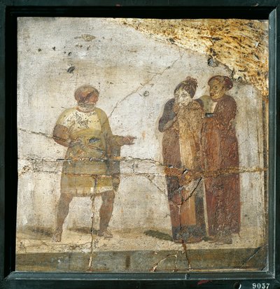 Italien, Campania, Pompeji, Teaterscene, fresco af Roman Roman