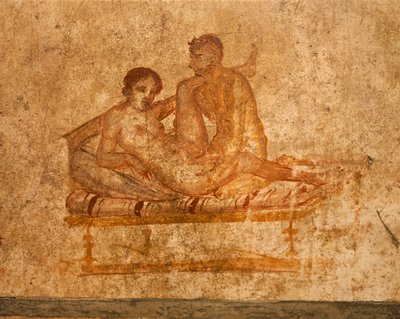 Italien, Campania-regionen, Napoli-provinsen, Pompei, House of Vettii, Erotisk fresco af Roman Roman