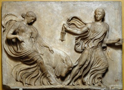 Lavt relief af brystningen af templet Nike Athena af Roman Roman