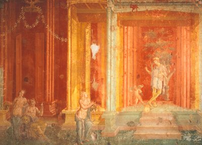 Vægmaleri, der afbilder Iphigenia i Tyren, Pinarius Cerialis hus, Pompeji, Campania, Italien af Roman Roman