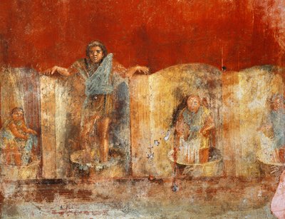 Søjlefresko af uldfremstilling, fra Pompei, Fullonica af Veranio Ipseo af Roman Roman