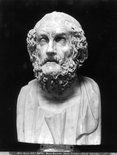 Portrætbuste af Homer, kopi efter en græsk hellenistisk original (marmor) (s/h foto) af Roman Roman