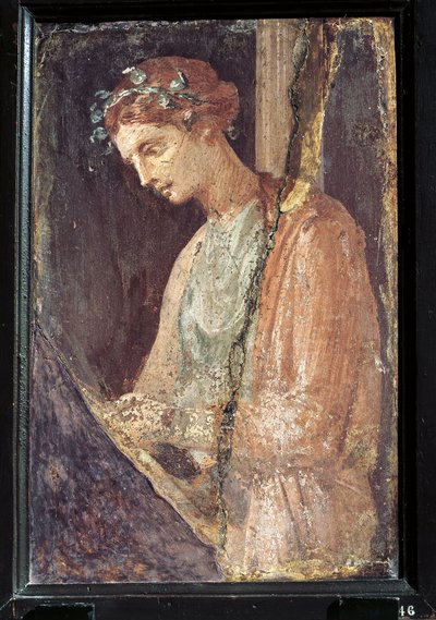 Profilportræt af en ung kvinde fra Italien, Campania, Pompeji, maleri på gips, 55-79 e.Kr. af Roman Roman