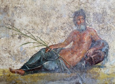 Flodgud, fresko fra Pompeji, Campania, Italien, romersk civilisation af Roman Roman