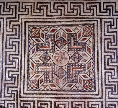 Romersk kunst: mosaik med geometriske figurer. Nimes, arkæologisk museum. af Roman Roman