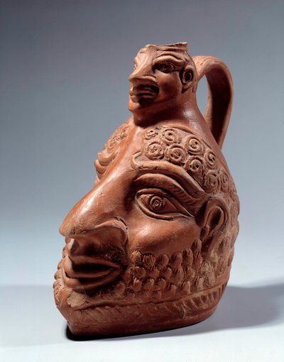 Romersk kunst: terracotta vase i form af dobbelt hoved. Paris, Louvre-museet af Roman Roman