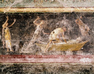 Romersk kunst: dommen fra Bakenranef (Bocchoris) konge af Egypten - detalje af fresken af frisen i værelse C, villa Farnesina (romersk kunst: dom af kong Bocchoris, fra frisen i værelse C, Villa farnesina) Rom museo nazionale romano af Roman Roman