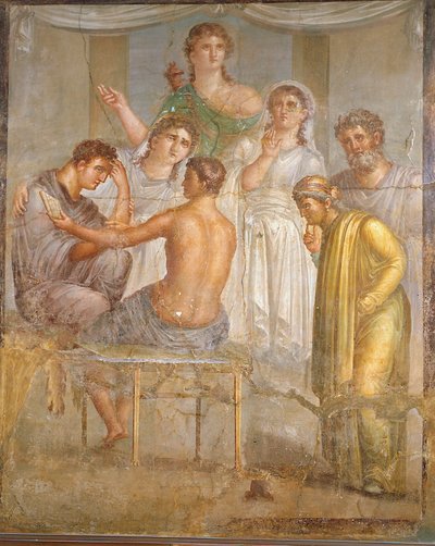 romersk civilisation. Admetus og Alcestis, fresko fra Ercolano-basilikaen af Roman Roman