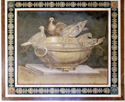 Romersk mosaik, der forestiller 4 duer. af Roman Roman
