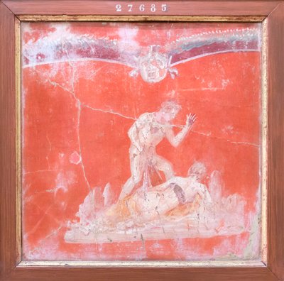 Satyr and nymph, 50-79 AD (fresco) af Roman Roman