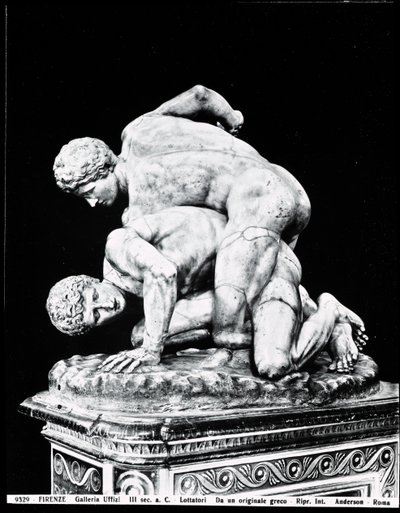 Wrestlers, efter en græsk original fra det 3. århundrede f.Kr. (marmor) (s/h foto) (se også 31428 af Roman Roman