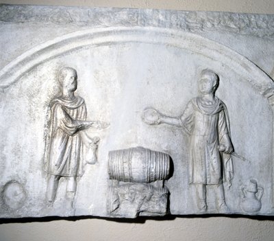 Vinhandlerskilt i romertiden. Ostia Museum (Ostia) af Roman Roman