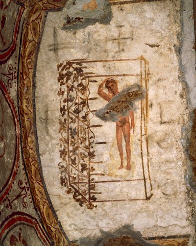 Ungdom, espalier og vinstokke, 3.-5. århundrede e.Kr. (fresko) af Roman Roman