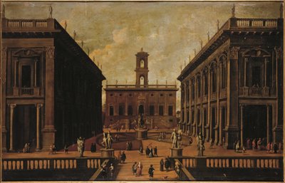 Udsigt over Piazza del Campidoglio, Rom af Roman School