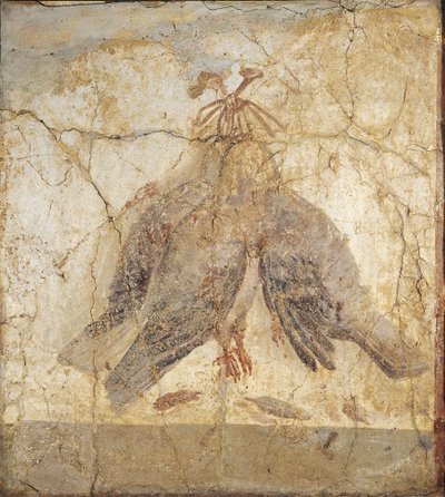 Stilleben med fuglene hængende fra et søm af Roman master