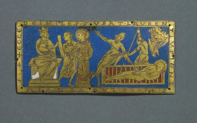 Fordømmelse og martyrium af Saint Lawrence, c.1180 af Romanesque