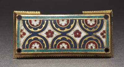Plakett, sandsynligvis fra et relikvieskrin, ca. 1180-1190 (forgyldt kobber, champlevé og cloisonné-emalje) af Romanesque