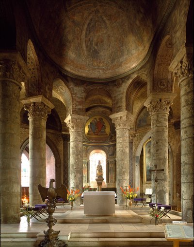 Romansk kunst: indre udsigt over kirken Notre Dame (Notre-Dame) la Grand, Poitiers (Wien) af Romanesque