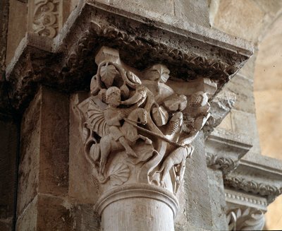 St Eustace jagt (udskåret hovedstad) af Romanesque