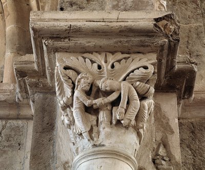 Kains død (udskåret hovedstad) af Romanesque