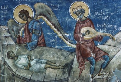 Death of the Just, detalje fra The Last Judgement, 1547-50 af Romanian School
