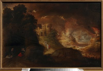 Sodoma og Gomorra. Maleri af Rombout van Troyen (cirka 1605-cirka 1650), olie på lærred. hollandsk kunst af Rombout van Troyen