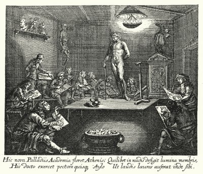 Akademiet (gravering) af Romeyn de (after) Hooghe