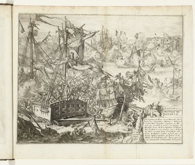 Slaget ved Lepanto, 1571 Victoire de Lepanto (titel på objekt) Guerres de Flandres (serietitel) af Romeyn de Hooghe (attributed to)