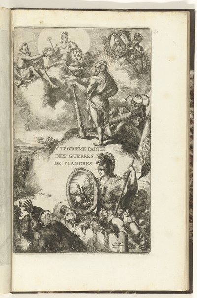 Titeltryk til tredje del af Guerres de Flandres Troisieme partie des Guerres de Flandres (titel på objektet) Guerres de Flandres (serietitel) af Romeyn de Hooghe (attributed to)