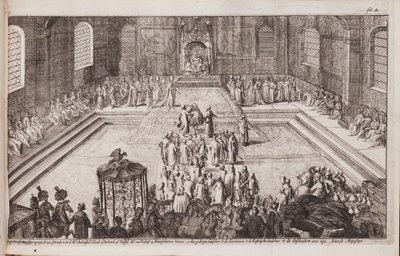 En scene ved zar Alexis Mikhailovichs kongelige hof, 1677 af Romeyn de Hooghe