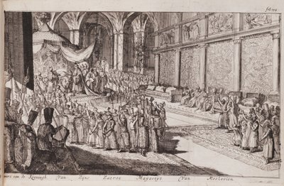 En scene ved zar Alexis Mikhailovichs kongelige hof, 1677 af Romeyn de Hooghe