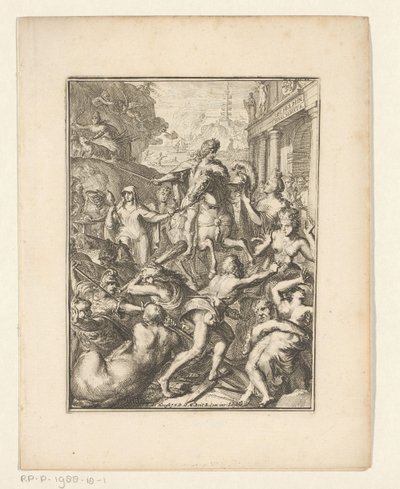 Allegorisk fremstilling af Vilhelm III til hest af Romeyn de Hooghe