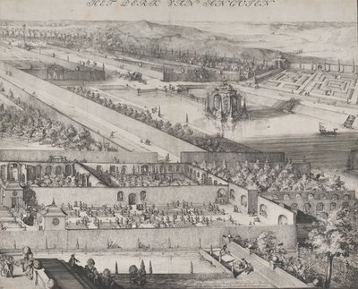 Detalje af parken ved Enghien højre halvdel, 1685. af Romeyn de Hooghe
