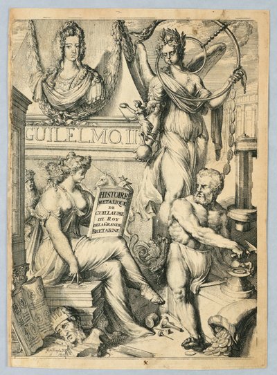 Frontispice, "Metal History of William III, King of Great Britain" af Romeyn de Hooghe