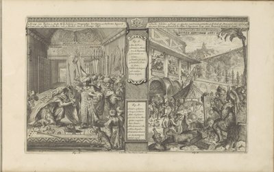 Historie om en offentlig ansat i Persien; Tid med mexicanerne Persisk historie / Histoire de Perse // Veder Schilder Konst / Art de peindre chés les Mexiquains (titel på objekt) Les Indes Orientales et Occidentales et autres lieux (serietitel) af Romeyn de Hooghe