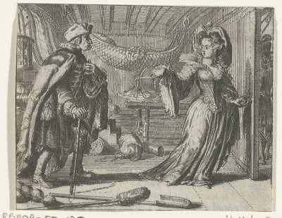 Illustration til Kalenderen for gamle mænd fra Fortællinger og noveller fra Fontaine af Romeyn de Hooghe