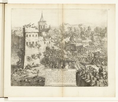 Inname van Corbeil, 1590 Capture of Corbeil (titel på objekt) Wars of Flanders (serietitel) af Romeyn de Hooghe
