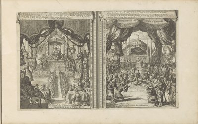 Rechtbank i Kina i Abbesinië Kinesisk rechtbank / tribunal des Chinois // Abyssinise Gerichts Handel / Justice des Abissins (titel på objektet) Øst- og Vestindien og andre steder (serietitel) af Romeyn de Hooghe