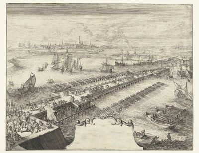 Parma skibsbro over Schelde, 1585 Guerres de Flandres (serietitel) af Romeyn de Hooghe